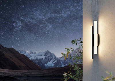 Eglo Serricella Black Metal Integrated Led Ip55 Outdoor Wall Light, (D) 10Cm - image 1