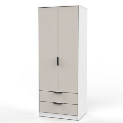 Fuji Tall 2 Drawer Wardrobe In Kashmir Matt & White Matt (Ready Assembled) - image 1