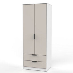 Fuji Tall 2 Drawer Wardrobe In Kashmir Matt & White Matt (Ready Assembled) - thumbnail 1