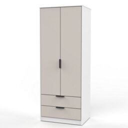 Fuji Tall 2 Drawer Wardrobe In Kashmir Matt & White Matt (Ready Assembled) - thumbnail 2
