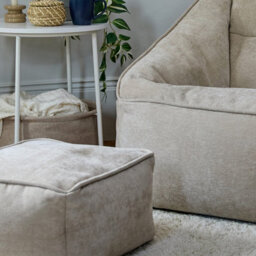 icon Natalia Chenille Adults Bean Bag Armchair And Pouffe, Ready Filled Large Beanbag And Footstool Natural Beige - thumbnail 6