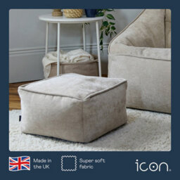icon Natalia Chenille Adults Bean Bag Armchair And Pouffe, Ready Filled Large Beanbag And Footstool Natural Beige - thumbnail 4