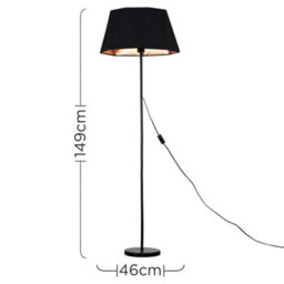 Valuelights Charles Black Floor Lamp With Metallic Inner Tapered Shade - thumbnail 7