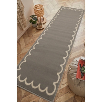 Melrose Colorama Frill Border Grey Indoor Area Runner Rug 67X200Cm - image 1