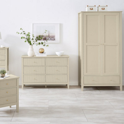 Melody Maison Double Wardrobe, Chest Of Drawers & Pair Of Bedside Tables - Hales Taupe Range - image 1