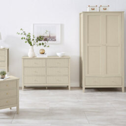 Melody Maison Double Wardrobe, Chest Of Drawers & Pair Of Bedside Tables - Hales Taupe Range - thumbnail 1
