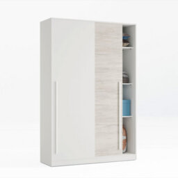 Direct Furniture Suppliers Ltd Top 2 Door Large Modern Sliding Bedroom Wardrobe - White & Light Oak Finish - H: 200Cm X W: 120Cm X D: 50Cm - thumbnail 5