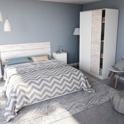 Direct Furniture Suppliers Ltd Top 2 Door Large Modern Sliding Bedroom Wardrobe - White & Light Oak Finish - H: 200Cm X W: 120Cm X D: 50Cm - thumbnail 2
