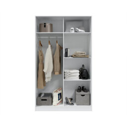 Direct Furniture Suppliers Ltd Top 2 Door Large Modern Sliding Bedroom Wardrobe - White & Light Oak Finish - H: 200Cm X W: 120Cm X D: 50Cm - thumbnail 7