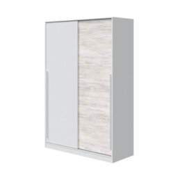 Direct Furniture Suppliers Ltd Top 2 Door Large Modern Sliding Bedroom Wardrobe - White & Light Oak Finish - H: 200Cm X W: 120Cm X D: 50Cm - thumbnail 4