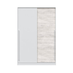 Direct Furniture Suppliers Ltd Top 2 Door Large Modern Sliding Bedroom Wardrobe - White & Light Oak Finish - H: 200Cm X W: 120Cm X D: 50Cm - thumbnail 3
