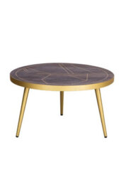 Silchester Round Coffee Table Dark Mango Walnut Gold Inlay - thumbnail 2