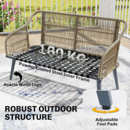 Outsunny 4 Piece Rattan Garden Furniture Set W/ Thick Cushions, Grey - thumbnail 6