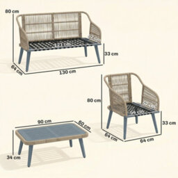 Outsunny 4 Piece Rattan Garden Furniture Set W/ Thick Cushions, Grey - thumbnail 3