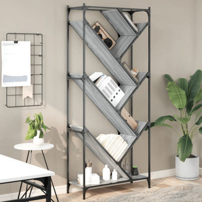 Berkfield Bookcase Grey Sonoma 79X30X180 Cm Engineered Wood And Metal - image 1
