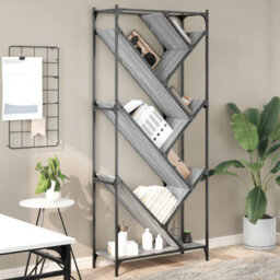 Berkfield Bookcase Grey Sonoma 79X30X180 Cm Engineered Wood And Metal - thumbnail 1