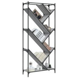 Berkfield Bookcase Grey Sonoma 79X30X180 Cm Engineered Wood And Metal - thumbnail 4