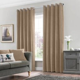 Moonlight Bedding Velvet Ring Top Curtains- Fully Lined Dim Out Blackout Pair, Ultra Soft Thermal Curtains (Beige, 90 X 90 Inch) - thumbnail 8