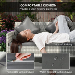 Outsunny 5Pcs Rattan Dining Corner Sofa Set, Garden Furniture Set, Dark Grey - thumbnail 5