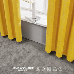 Deconovo Blackout Thermal Curtains, Diamond Foil Printed Eyelet Curtains For Bedroom 66 X 72 Inch, Mellow Yellow, One Pair - thumbnail 5
