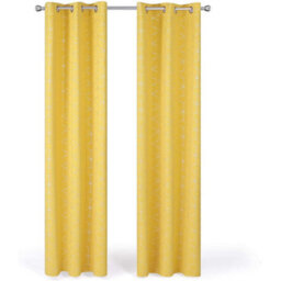 Deconovo Blackout Thermal Curtains, Diamond Foil Printed Eyelet Curtains For Bedroom 66 X 72 Inch, Mellow Yellow, One Pair - thumbnail 3