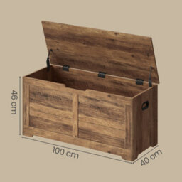 LEDREM Storage Chest, Storage Bench, Blanket Box With 2 Safety Hinges, Shoe Storage Bench, Farmhouse Style, Brown - thumbnail 4