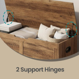 LEDREM Storage Chest, Storage Bench, Blanket Box With 2 Safety Hinges, Shoe Storage Bench, Farmhouse Style, Brown - thumbnail 7