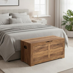 Vasagle Storage Chest, Storage Bench, Blanket Box With 2 Safety Hinges, Shoe Storage Bench, Farmhouse Style, Brown