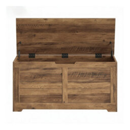 LEDREM Storage Chest, Storage Bench, Blanket Box With 2 Safety Hinges, Shoe Storage Bench, Farmhouse Style, Brown - thumbnail 2