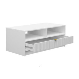 Coffee Table With Drawer Tireno 1Sz White Velvet Modern Living Room Table Loft Metal Frame Industrial Style 100X50Cm - thumbnail 3
