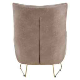 Orsina Brown Faux Leather Armchair,accent Chair With Golden Iron Legs,faux Chair,curved Backrest Chair For Reading - thumbnail 4