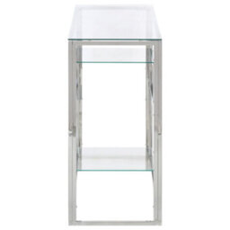 Vidaxl Console Table Silver Stainless Steel And Tempered Glass - thumbnail 4