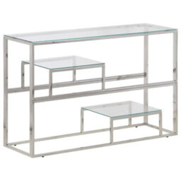 Vidaxl Console Table Silver Stainless Steel And Tempered Glass - thumbnail 2