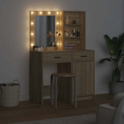 Walplus Dressing Table Set With Shelf 2 Pcs Sonoma Oak 50 X 41 X 135 Cm - thumbnail 4