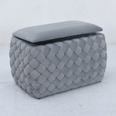 Plumeo Velvet Storage Ottoman - Grey - image 1