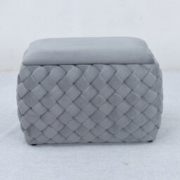 Plumeo Velvet Storage Ottoman - Grey - thumbnail 4