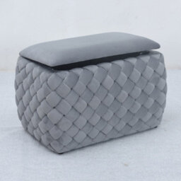 Plumeo Velvet Storage Ottoman - Grey
