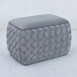 Plumeo Velvet Storage Ottoman - Grey - thumbnail 3