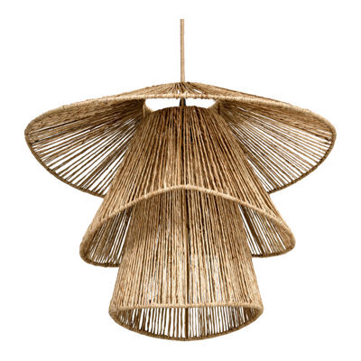 Wyld And Coco Natural Jute Pendant Lamp With Black Iron Base - Large Hanging Light For Living Room - image 1