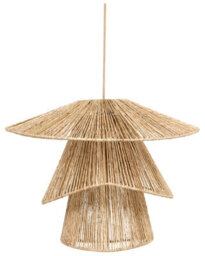 Wyld And Coco Natural Jute Pendant Lamp With Black Iron Base - Large Hanging Light For Living Room - thumbnail 3