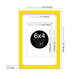 "6X4"" Yellow Frame With Mount For 4X3"" Pictures 20mm Thin Edge Portrait And Landscape Display With Wall Hooks And Kickstand" - thumbnail 2
