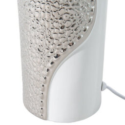 Beliani Table Lamp White Porcelain Pillar Base With Faux Silk Drum Shade - 30Cm X 52Cm - thumbnail 6