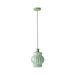 Valuelights Taffy Green Stripe Glass Pendant Ceiling Light And Bulb - thumbnail 2