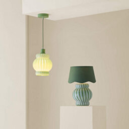 Valuelights Taffy Green Stripe Glass Pendant Ceiling Light And Bulb - thumbnail 7