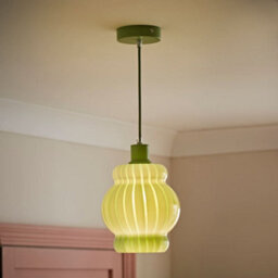 Valuelights Taffy Green Stripe Glass Pendant Ceiling Light And Bulb - thumbnail 5