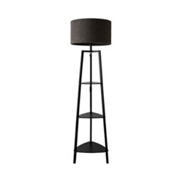 Valuelights Hiru Black 3 Tier Shelf Floor Lamp With Charcoal Boucle Shade - thumbnail 7