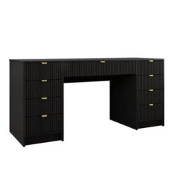 Tireno Bis Desk With Grooving On Drawers Black Molet - thumbnail 2