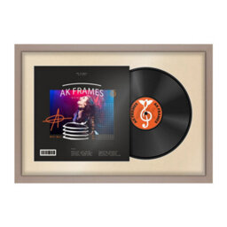 "AK Frames 25X17"" Rose Gold Modern Vinyl Record Frame With Ivory Mount For 12 Inch Lp Cover & Disc - Overlapped Design" - thumbnail 1