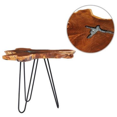 Vidaxl Coffee Table 70X45 Cm Solid Teak Wood And Polyresin - image 1