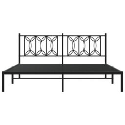 Berkfield Metal Bed Frame Without Mattress With Headboard Black 183X213Cm - thumbnail 4